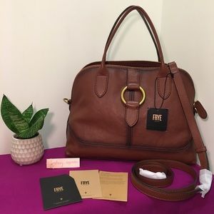 Frye Leather Ring Dome Cognac Crossbody Purse